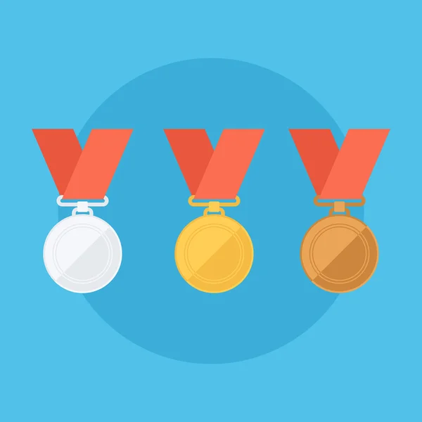 Goud, zilver, bronzen medailles. Vectorillustratie. — Stockvector