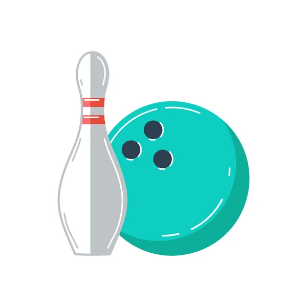 Bowling ball and bowling pin. Ball with pin skittle. Bowling game sign. — Stock Vector