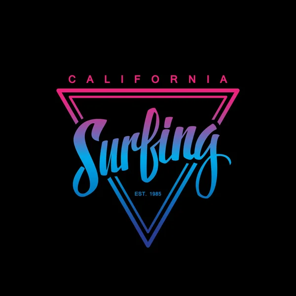 Surfen logo. Surfen kalligrafie. Met de hand geschreven woord. Surf typografie, t-shirt afbeeldingen. — Stockvector