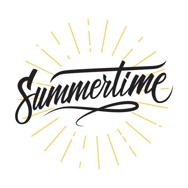 Inscrição manuscrita Summertime. Mão lettering cartaz tipografia verão . — Vetor de Stock