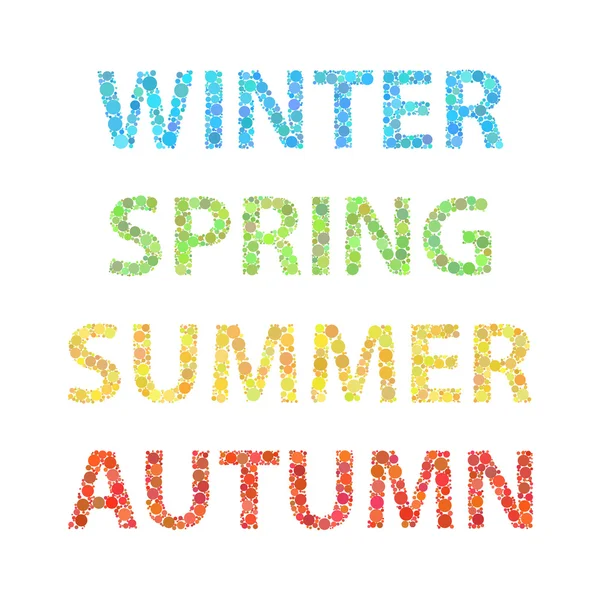 Invierno, primavera, verano, inscripción de otoño. Dotted fuente . — Archivo Imágenes Vectoriales