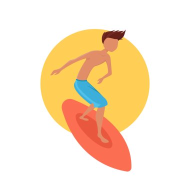 Sörfçü çocuğa sörf tahtası sürme. 