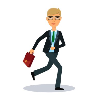 Çalışan iş adamı. Çalışmak için işadamı acele. İş adam karakter. Broker, Yöneticisi veya satýþ. 