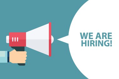 Megafon vardır işe ile tutan erkek el! konuşma balonu.