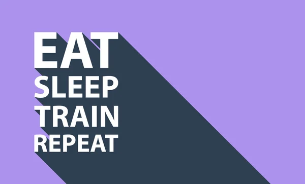 Conceito de esporte com texto Comer, Dormir, Trem, Repita e sombra longa. Treino e fitness esporte motivação citação . —  Vetores de Stock