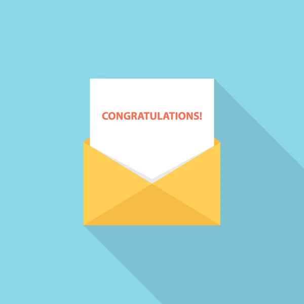 Enhorabuena carta, correo electrónico o mensaje. Carta de saludo . — Archivo Imágenes Vectoriales