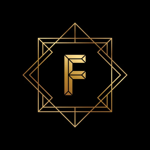 Letter F gouden logo ontwerpsjabloon. F brief gouden overzicht monogram. — Stockvector