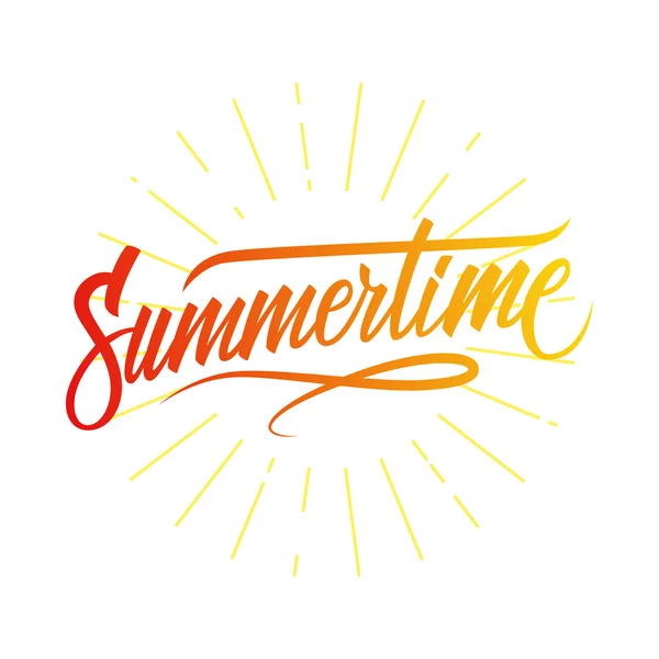 Inscrição manuscrita Summertime. Mão lettering cartaz tipografia verão . — Vetor de Stock