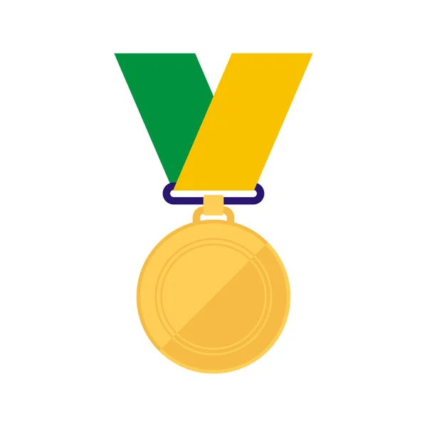 Gouden medaille. Winnaar beloning. Brazilië vlag kleuren. — Stockvector