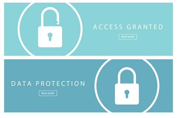 Набор концепций плоской конструкции Защита данных и доступ предоставляется. Баннеры для веб-дизайна, маркетинга и продвижения. Шаблоны докладов
. 