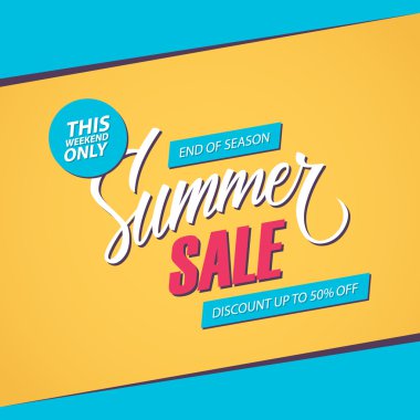 Yaz Satılık. Bu hafta sonu özel afiş teklif, Kapalı % 50 indirim. Sezon sonu. 