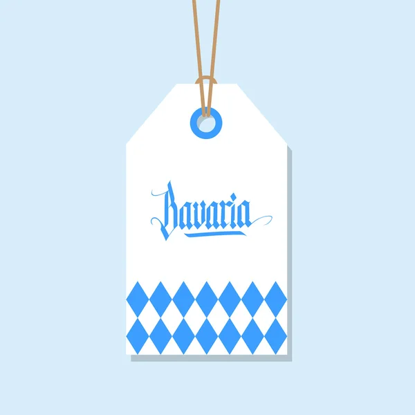 Bavaria tag. Étiquette avec élément dessiné à la main en couleurs bavaroises nationales . — Image vectorielle