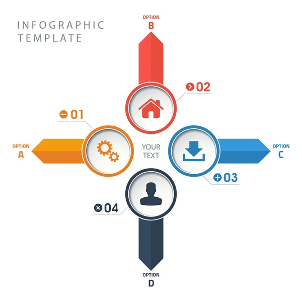 Cirkel info grafische sjabloon met pictogrammen op witte achtergrond. — Stockvector