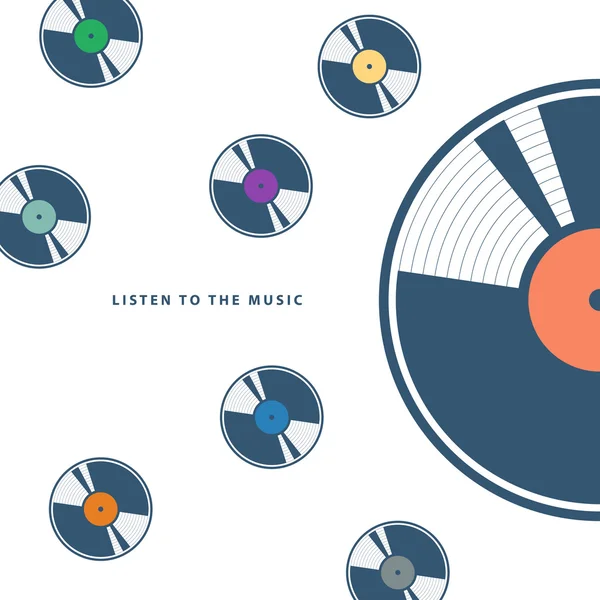 Registos de vinil sobre fundo branco. Ilustração vetorial plana . — Vetor de Stock