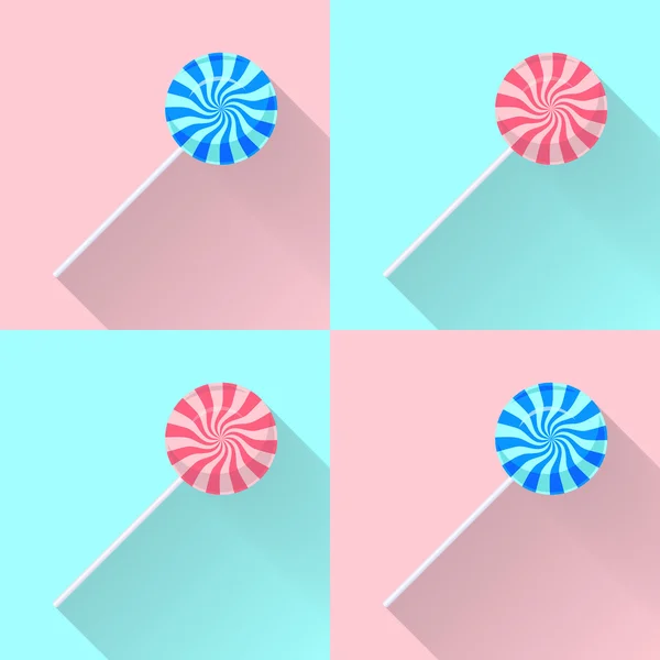 蓝色和粉红色的棒棒糖。矢量图. — 图库矢量图片