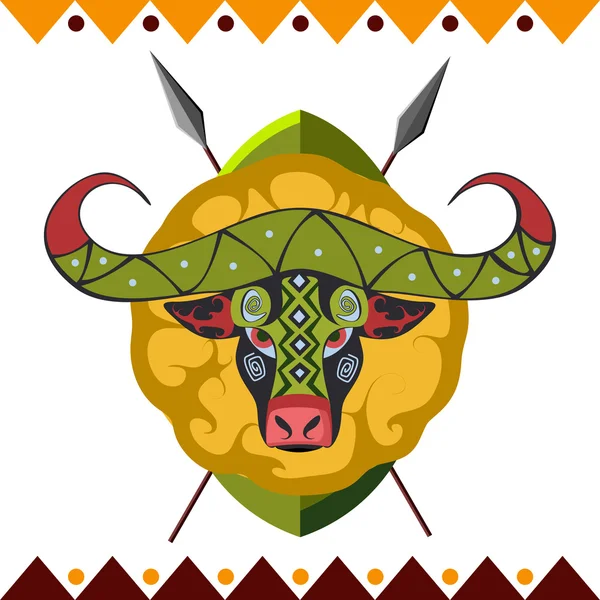 Buvol africký. Afrika je zvíře v barevný vzor vektorové ilustrace. — Stockový vektor