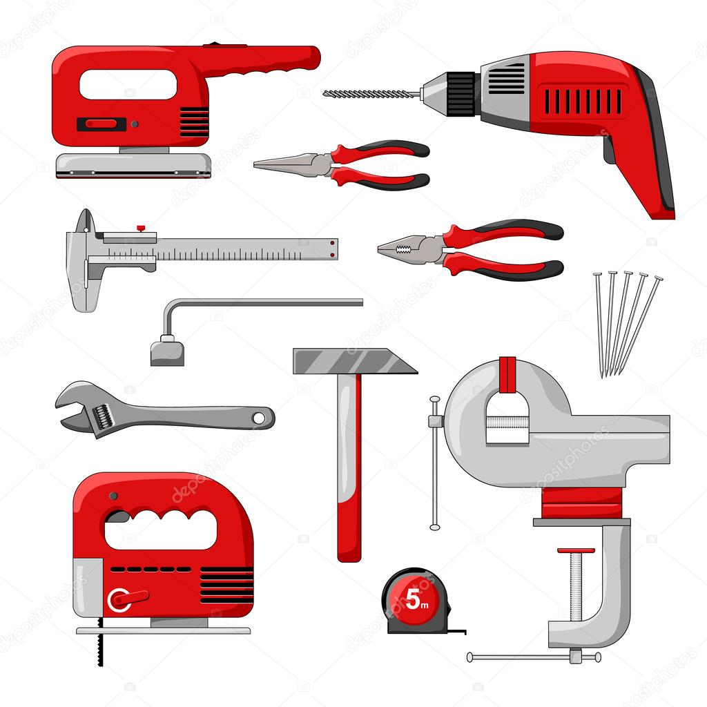 Electric power tools. Color vector illustration. Stock Vector Image by