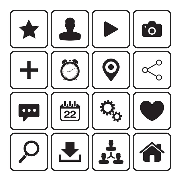 Zwarte web icons set. — Stockvector