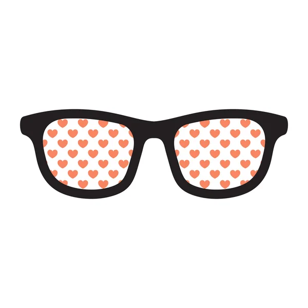 Gafas con corazones rojos sobre fondo blanco vector ilustración . — Vector de stock