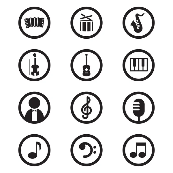 Schwarze Musik-Icons setzen Vektor-Illustration. — Stockvektor