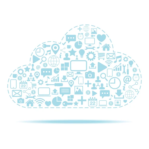 Cloud icon with blue web icons set vector illustration. — Stock Vector