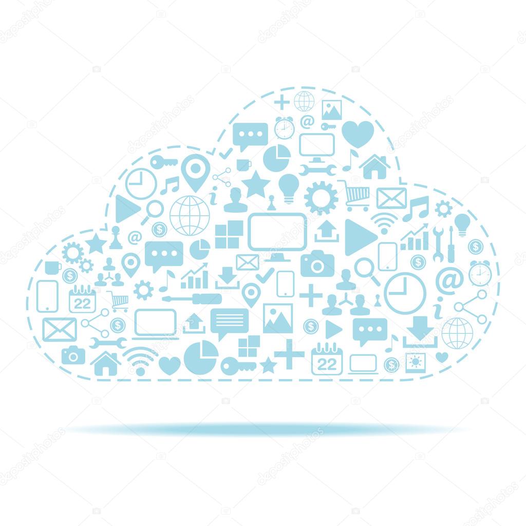 Cloud icon with blue web icons set vector illustration.