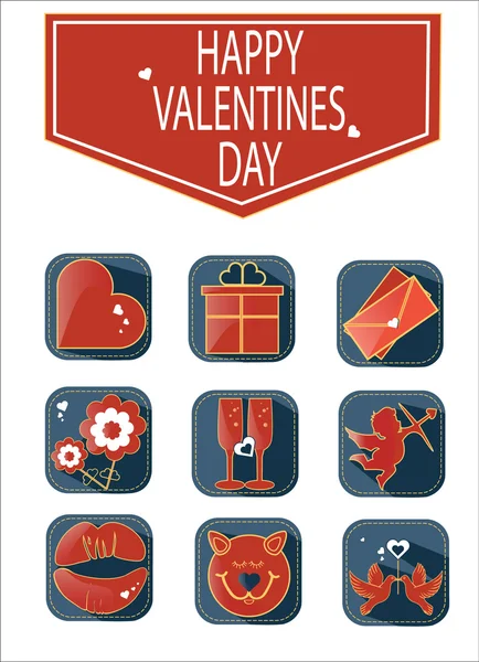 Conjunto de iconos románticos de San Valentín . — Vector de stock