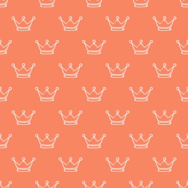 Kırmızı arka plan seamless modeli el çekilmiş tacı.