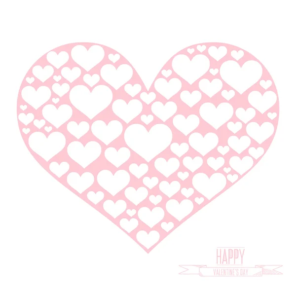 Ροζ καρδιά σχήμα με λευκές καρδιές σε άσπρο φόντο. — Διανυσματικό Αρχείο