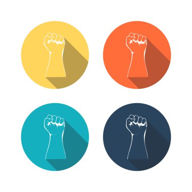 Bir renk vektör çizim protesto etmek için dik yumruk sıkılı.