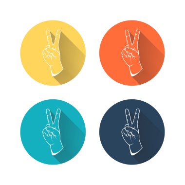 İnsan eli gösteren sembol zafer uzun gölge ile.