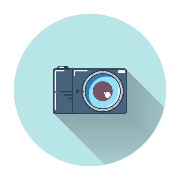 Icono de foto o cámara con sombra larga. Ilustración vectorial . — Archivo Imágenes Vectoriales