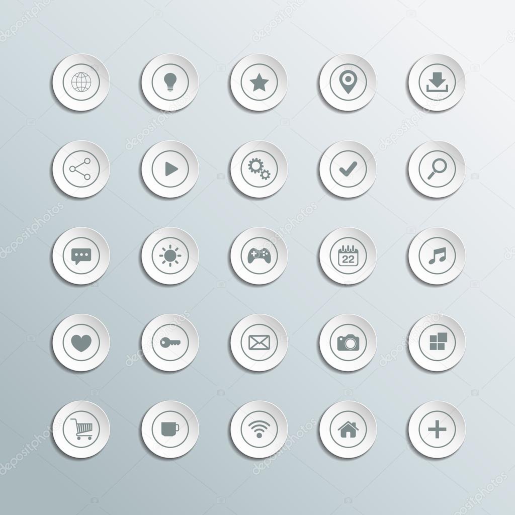 Set of 3d circle icons for workflow layout, diagram and web design on gray background.
