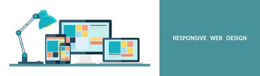 Masaüstü monitör, dizüstü bilgisayar, tablet ve smartphone üzerinde görüldüğü gibi duyarlı web tasarım.