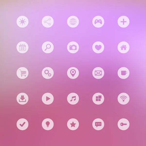 Set of web icons on blurred background. — Stock Vector