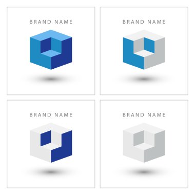 Küp izometrik tasarım logo şablonu.