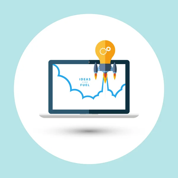 As ideias são o teu combustível. Design plano conceito de ilustração vetorial colorido para criatividade, grande ideia . — Vetor de Stock
