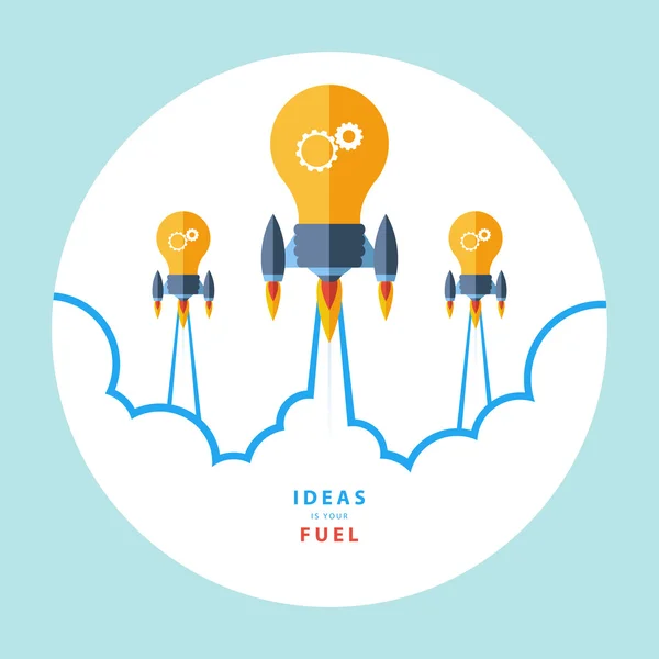 Las ideas son tu combustible. Diseño plano vector colorido concepto de ilustración para la creatividad, gran idea . — Vector de stock