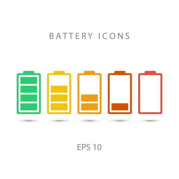 Set of color battery icons. — Stock Vector