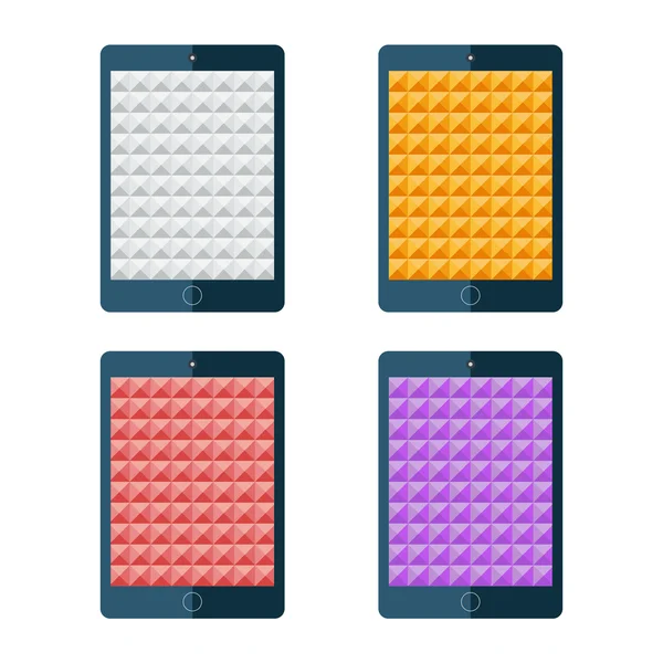 Reihe von Farbdreieck-Hintergründen auf dem Tablet-Bildschirm. — Stockvektor
