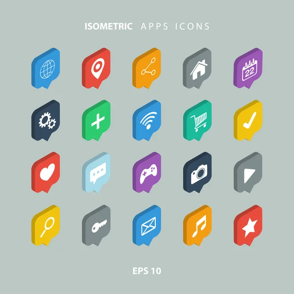 Set of isometric apps icons. — Stock Vector