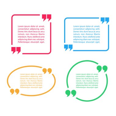 Renk tırnak işareti konuşma kabarcıklar. Renk alıntı işareti simgeler kümesi.