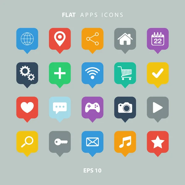 Set of color flat apps icons. — Stock Vector