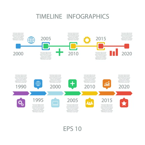 Cronologia Infografica con diagrammi e testo . — Vettoriale Stock