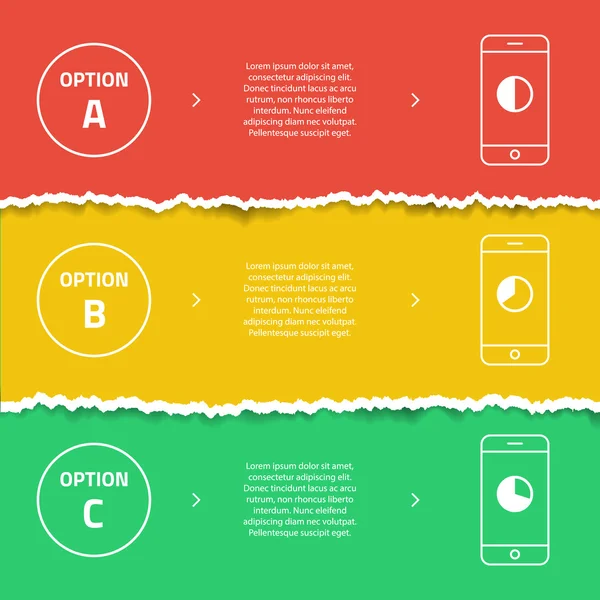 颜色信息图形模板。撕碎的纸片。智能手机促销横幅。Ve — 图库矢量图片