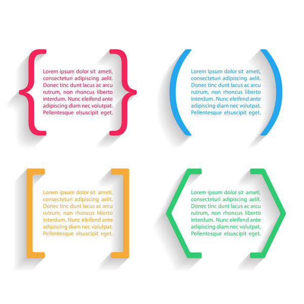 Цветные векторные кавычки и скобки с тенью
.