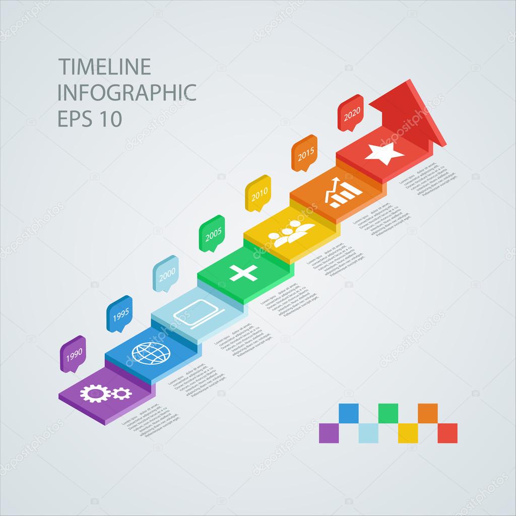 Isometric timeline infographic design template, Vector illustration.