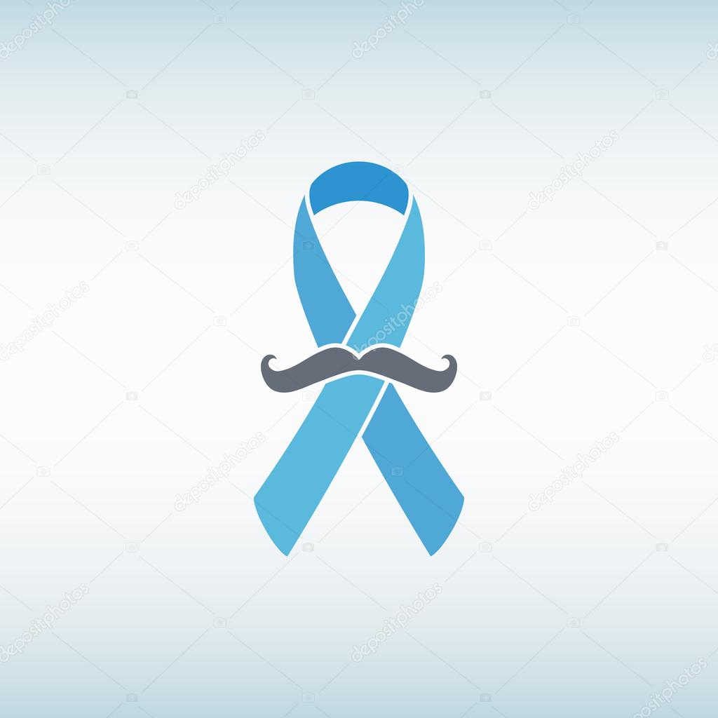 Prostate cancer ribbon awareness with mustache.