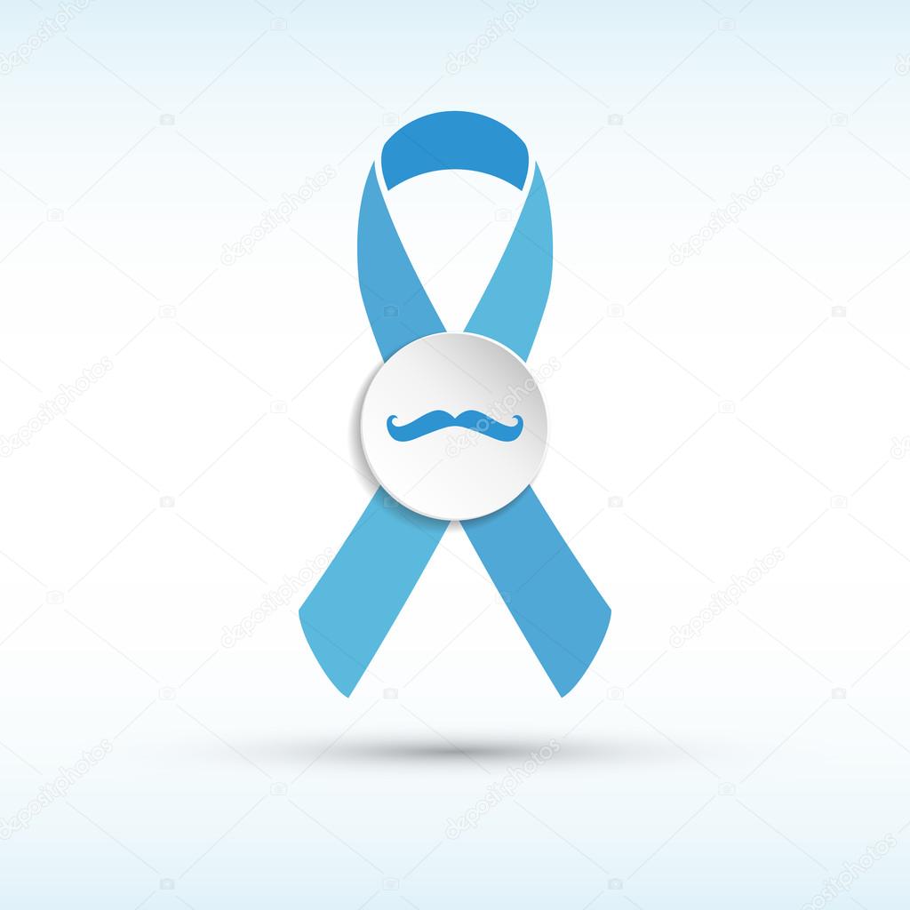 Prostate cancer ribbon awareness with mustache sign.