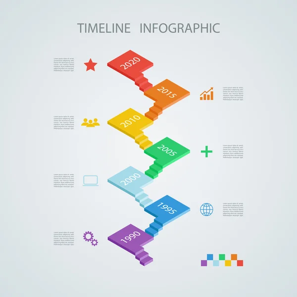 İzometrik zaman çizelgesi Infographic tasarım şablonu. Vektör çizim.